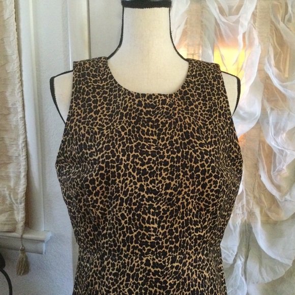 J Crew Womens Animal Print Sleeveless Dress Brown Black Cotton Size 8 - Picture 4 of 4